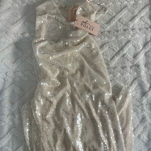 Oh Polly Cream Sequin Gown